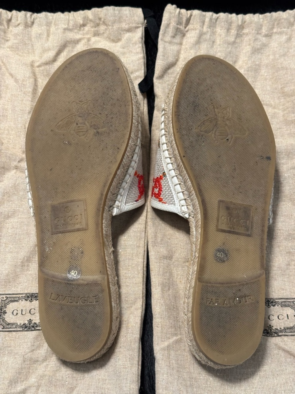 GUCCI GG Matelassé Blue Linen Espadrille Sandals - Picture 3 of 5